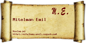 Mitelman Emil névjegykártya